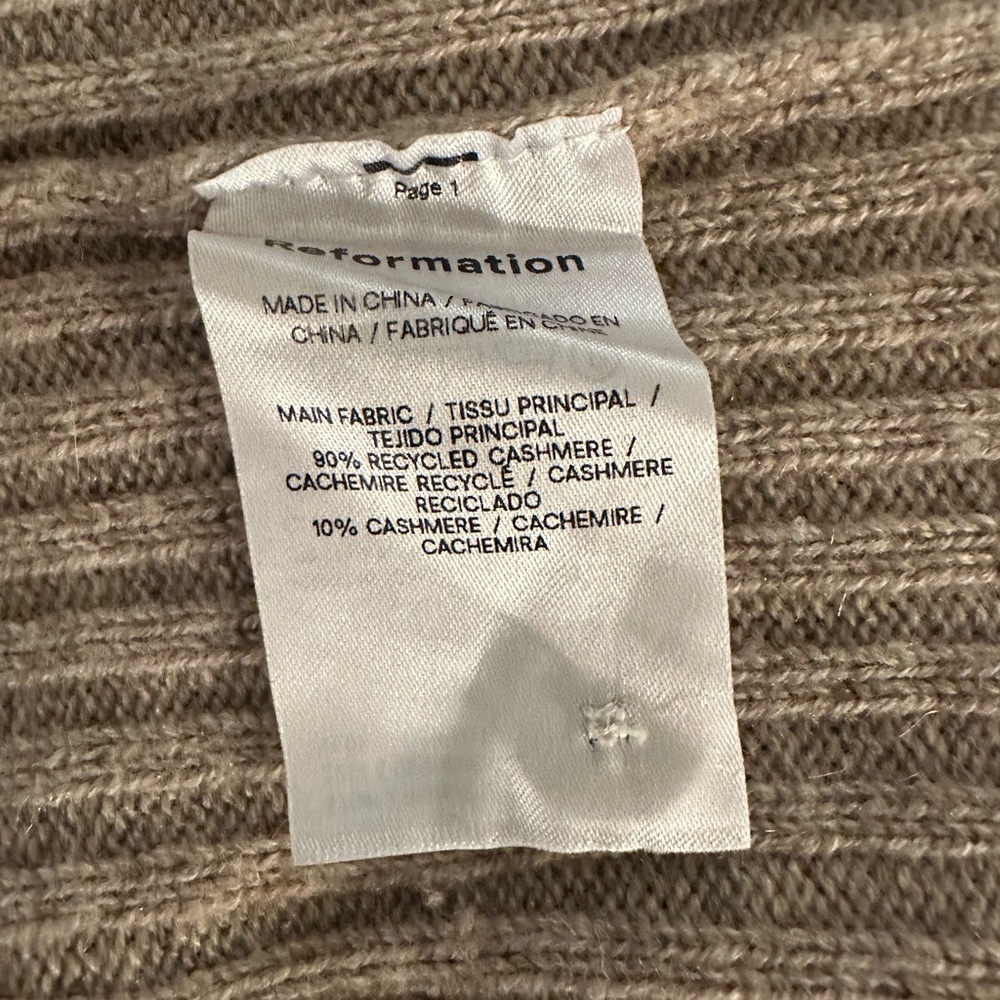 Reformation Ribbed Button-Up Cardigan in Taupe - Picture 4 of 5